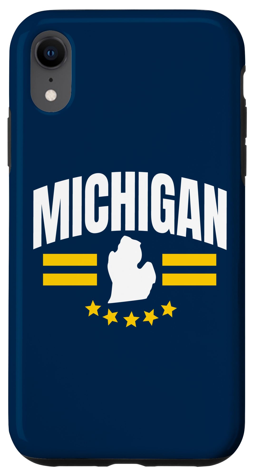 Cool Michigan Yellow & White Retro Striped Michigan Vintage Case for iPhone XR
