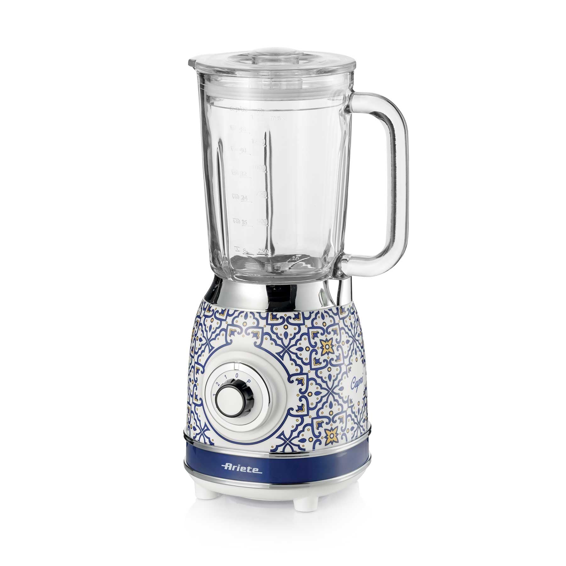 Ariete 583 Capri, Blender Mixeur Électrique en Verre de 1,5 Litres, 4 Vitesses + Pulse avec Fonction Broyeur de Glace, 4 Lames en Acier Inox, 1000 Watts, Smoothies, Milkshakes et Granités