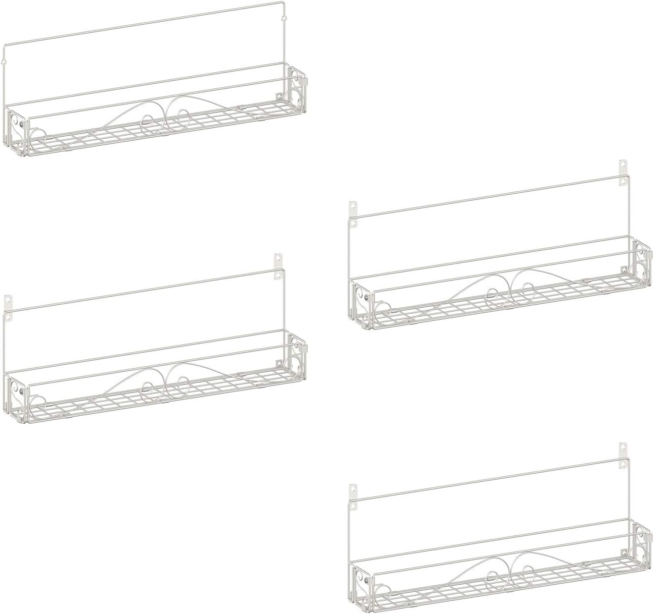 SWOMMOLY Wall Mount Spice Rack, 4 Pack Stackable Foldable Spice Racks Organizer, Silver,Large