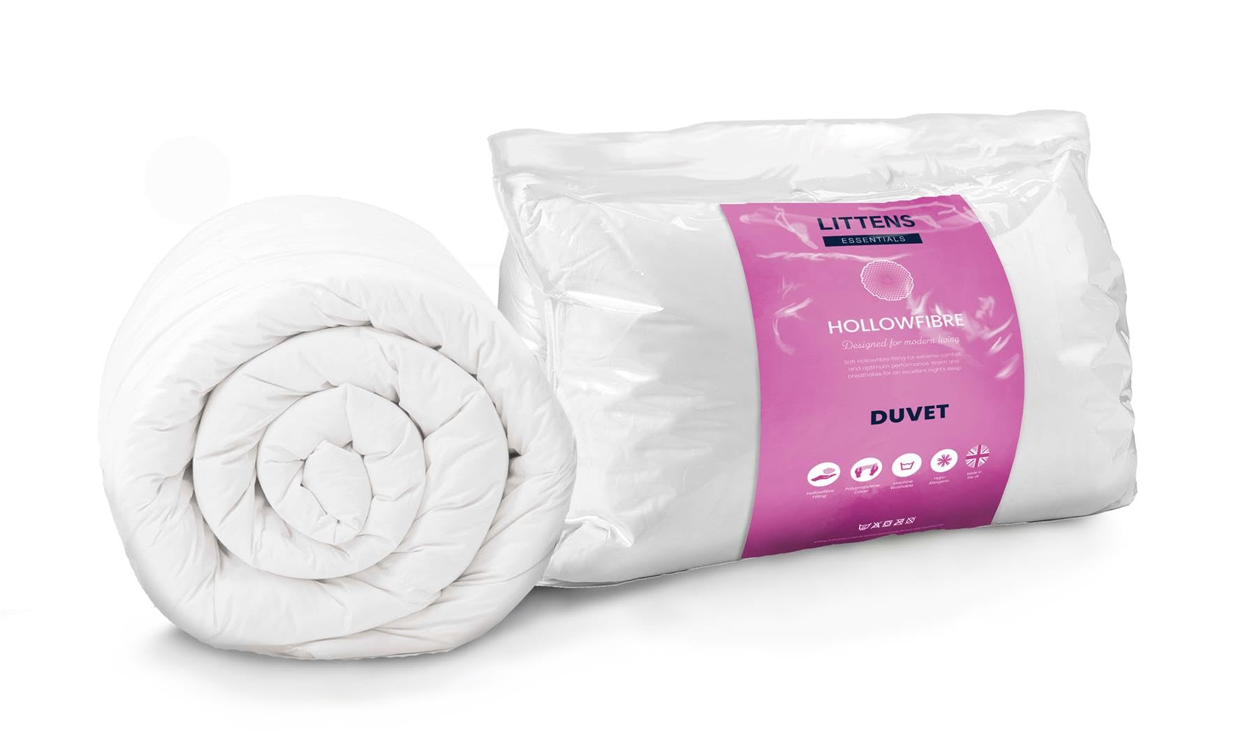 Littens White Essentials 4.5 Tog Single Bed Non-Allergy Polypropylene Hollowfibre Lightweight Summer Duvet Quilt (135Cm X 200Cm)