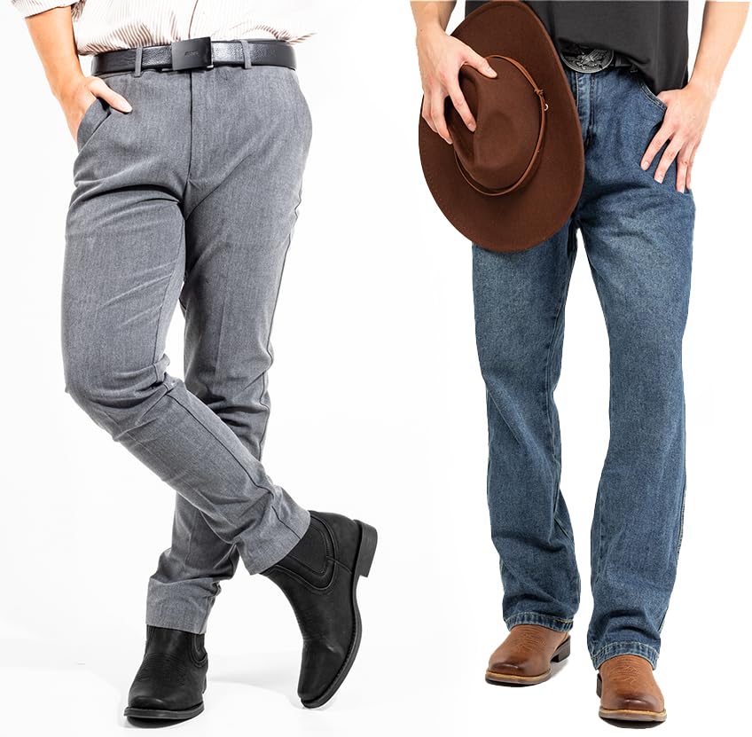 J's.o.l.e 2 Pair Chelsea Cowboy Boots for Men Square Toe Ankle Western Dress Boots Mens Gifts Casual Brown Black Boot Set4