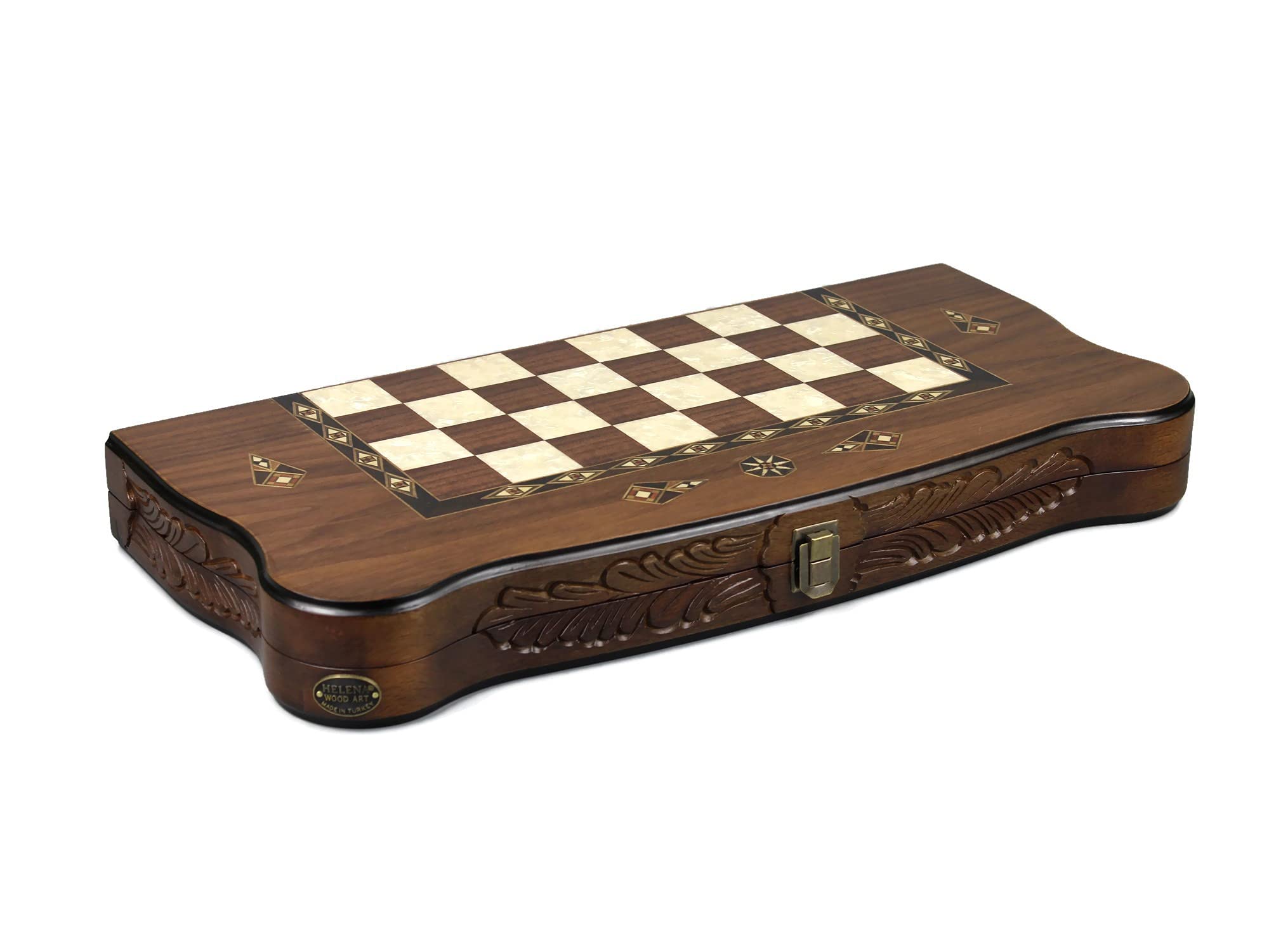 Wooden Helena Backgammon 2181 - Set Carved Walnut 20"