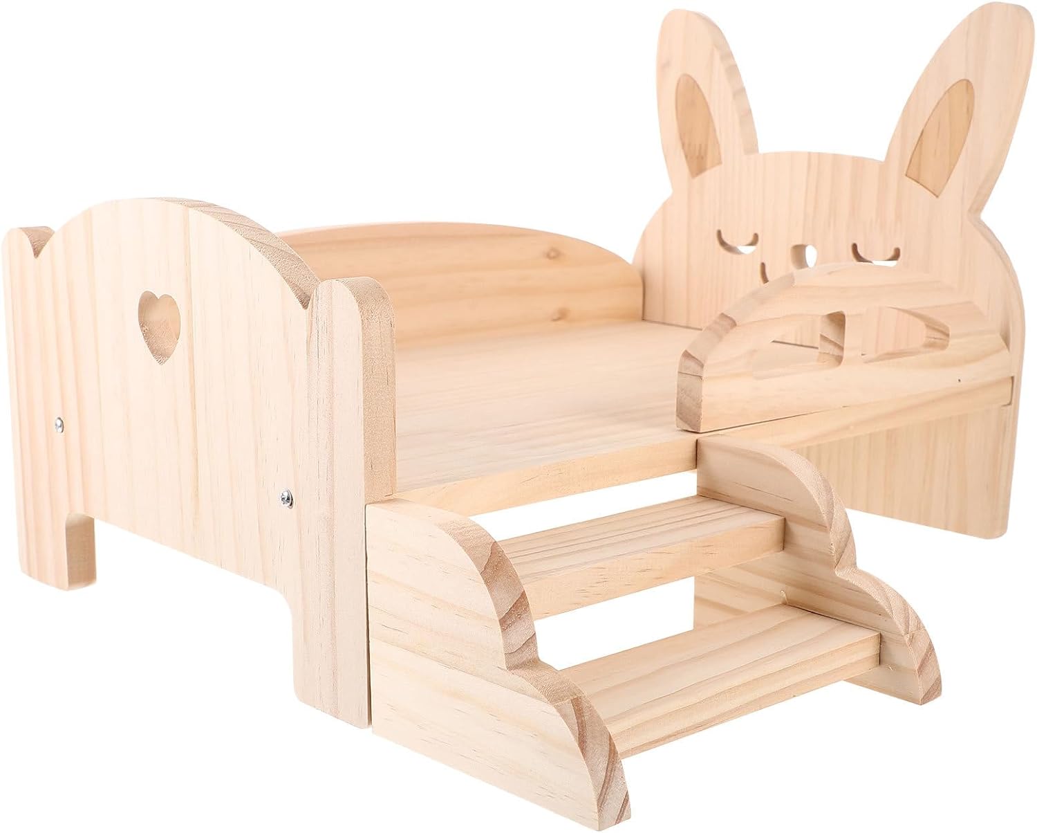 Luxshiny Wooden Hamster Platform Bed with Climbing Ladder for Small Pets Guinea Pig and Chinchilla Cage Accessory Easy to Assemble and Safe Playhouse for Exercise and Rest