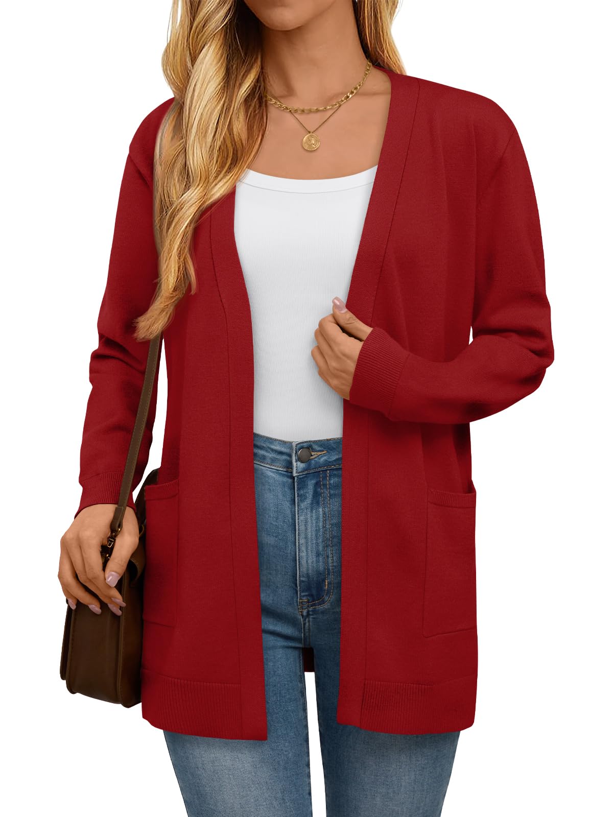 LILLUSORY Womens Long Cardigan Sweaters with Pockets Open Front Knit 2025 Fall Fashion Outfits Winter Clothes