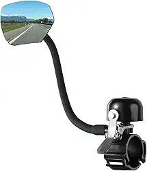 Campainha de bicicleta com espelhos – Espelho retrovisor de segurança ajustável de 360°, lente de vidro resistente a arranhões, ajuste universal para MTB/guidão, acessórios de bicicleta
