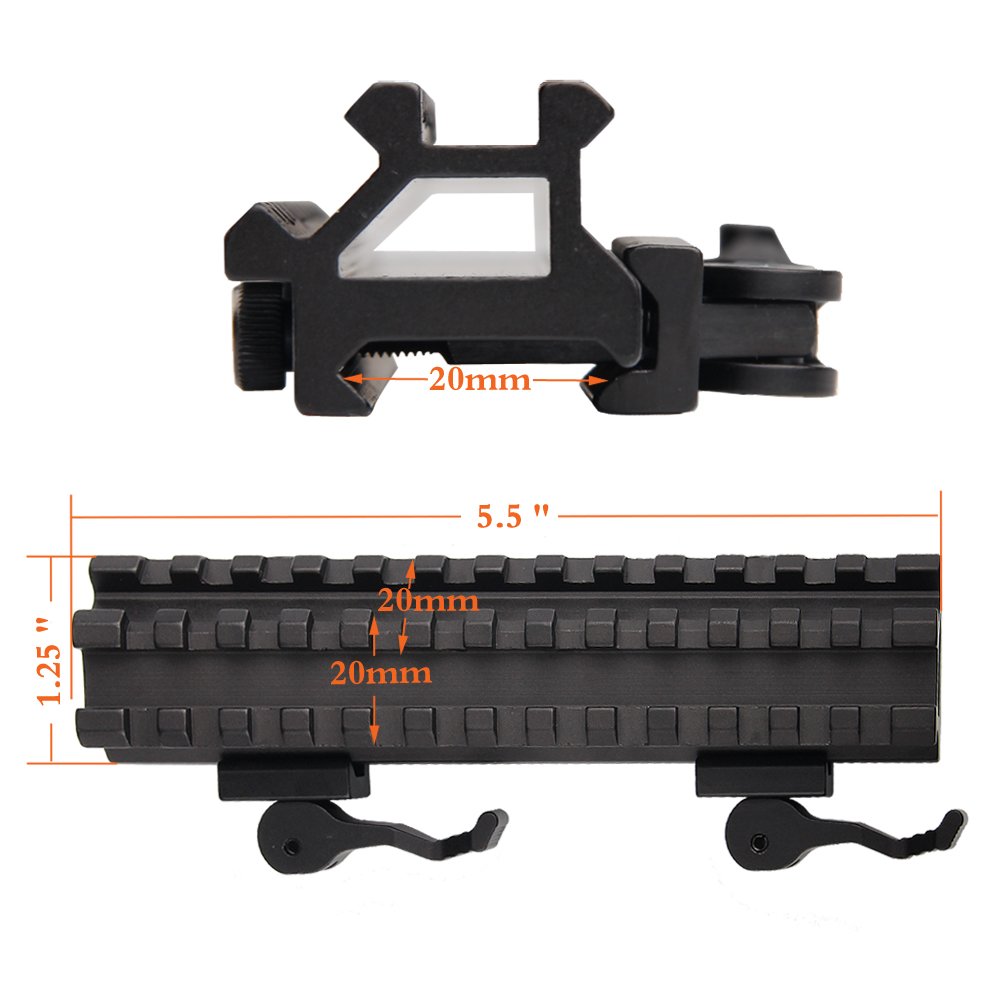 Taktyczna szyna Picatinny Riser Mount Rails Dual 90 i 45 stopni Quick Release Detach 13-slot średni profil do celownika punktowego Red Dot Scope Wyposażenie Optics