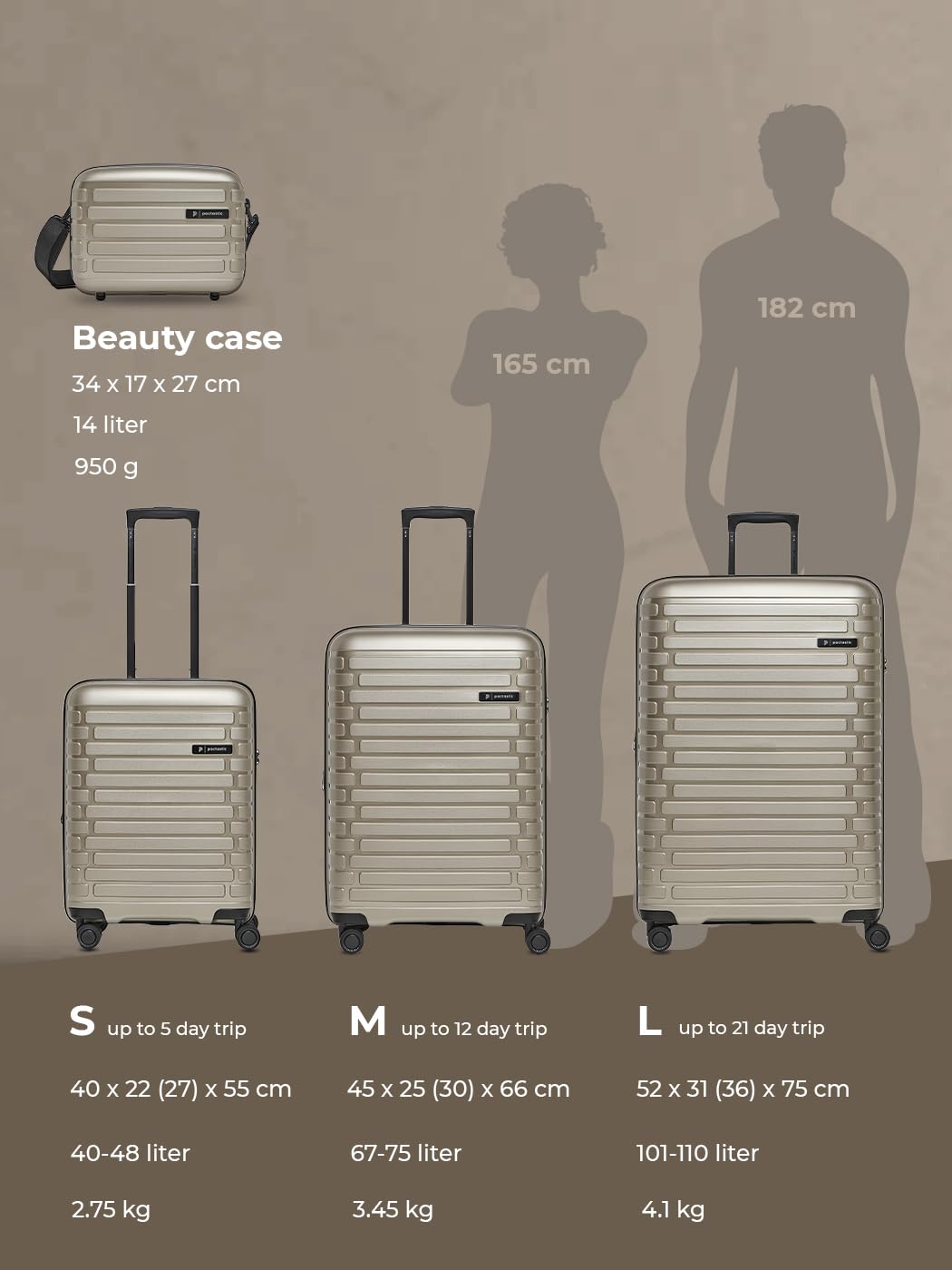 Pactastic Hartschalen Check-in Koffer | Mittelgroßer Trolley 45 x 25 x 66 cm von 67 auf 75 Liter erweiterbar | aus hochwertigem Polypropylen | 4 Doppelrollen & TSA-Schloss (Collection 04)