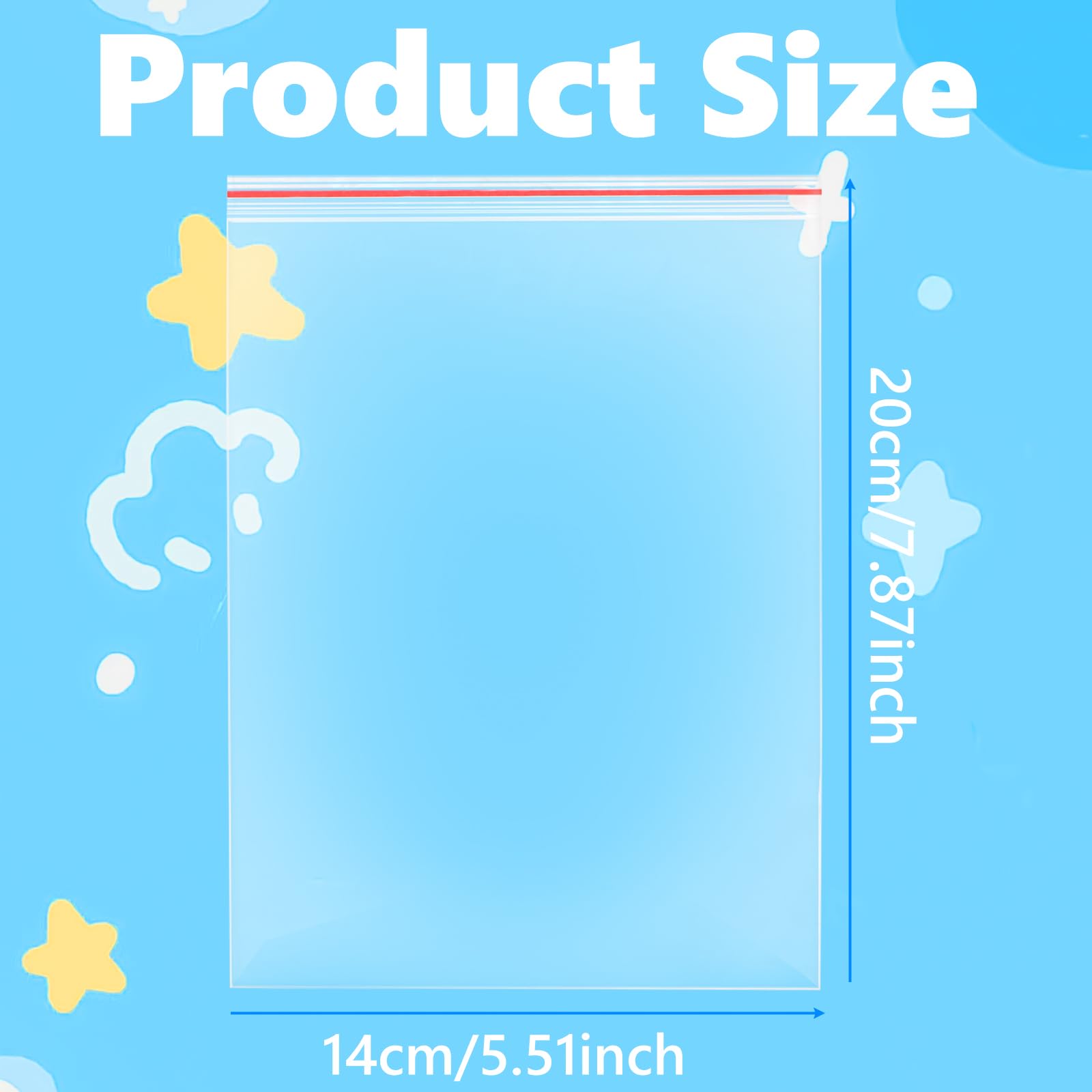 14x20cm Resealable Clear Plastic Bags, 100Pcs Small Grip Seal Bags, Thickening and Durable, Sealable for Kitchen Storage, Office Supplies, Stationery Storage ect - Image 2