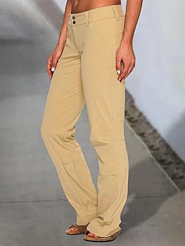 Miniatura 3 de Flamingals Women's Casual Flap Pocket Cargo Pants Button Front Wide Leg Baggy Jeans