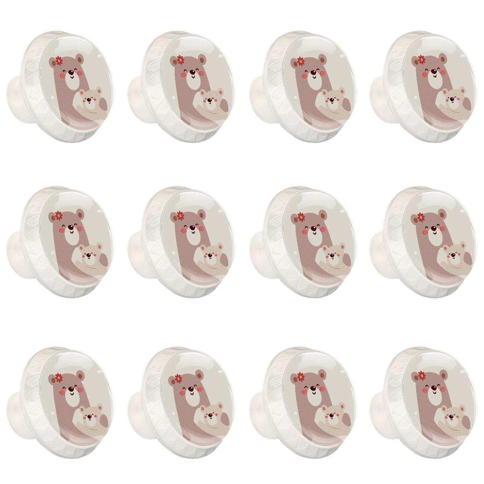 Boutons de cuisine ours maman et bébé pour armoire et commode (lot de 12)