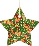 Christmas Ceramic Star Ornaments, Christmas Decorations with Red and Green Box Printed On Ceramic Or