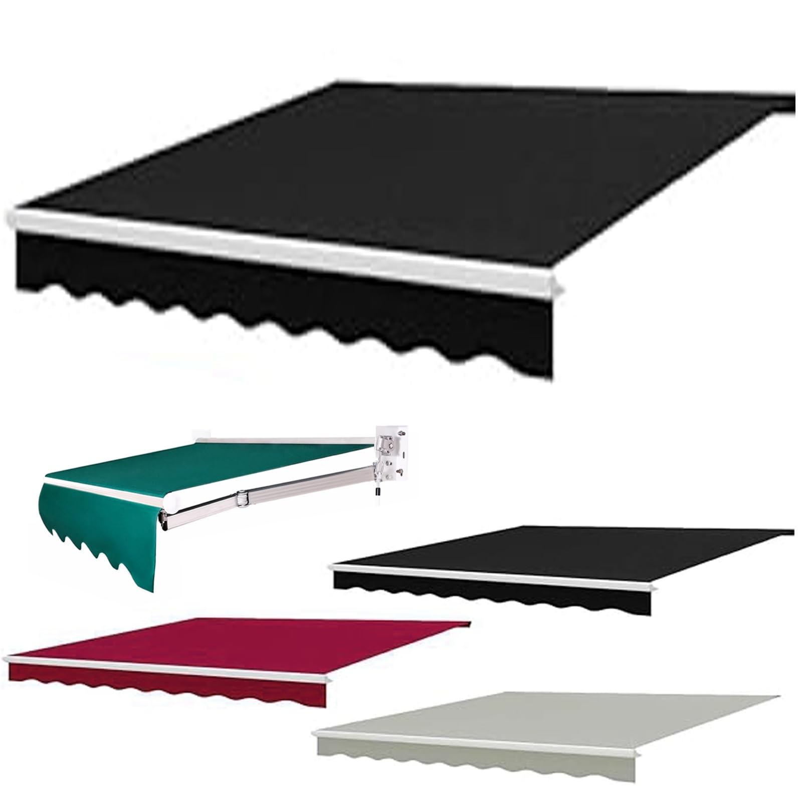 GJZQDKX Retractable Awning Replacement Fabric Cover Outdoor RollUp Awning Canopy (No Frame) Durable UVResistant 4.5 x 2.5 m (14' x 8') Black Color