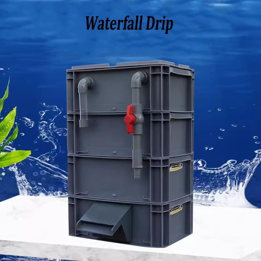 GRRICEPL Boîte De Filtration pour Aquarium, Cascade Bio-Filtration Aquarium, Filtre pour Aquarium À Tortue, Pompe Et Média Filtrant Non Inclus (Couleur : Grey, Taille : 60x40x66cm)