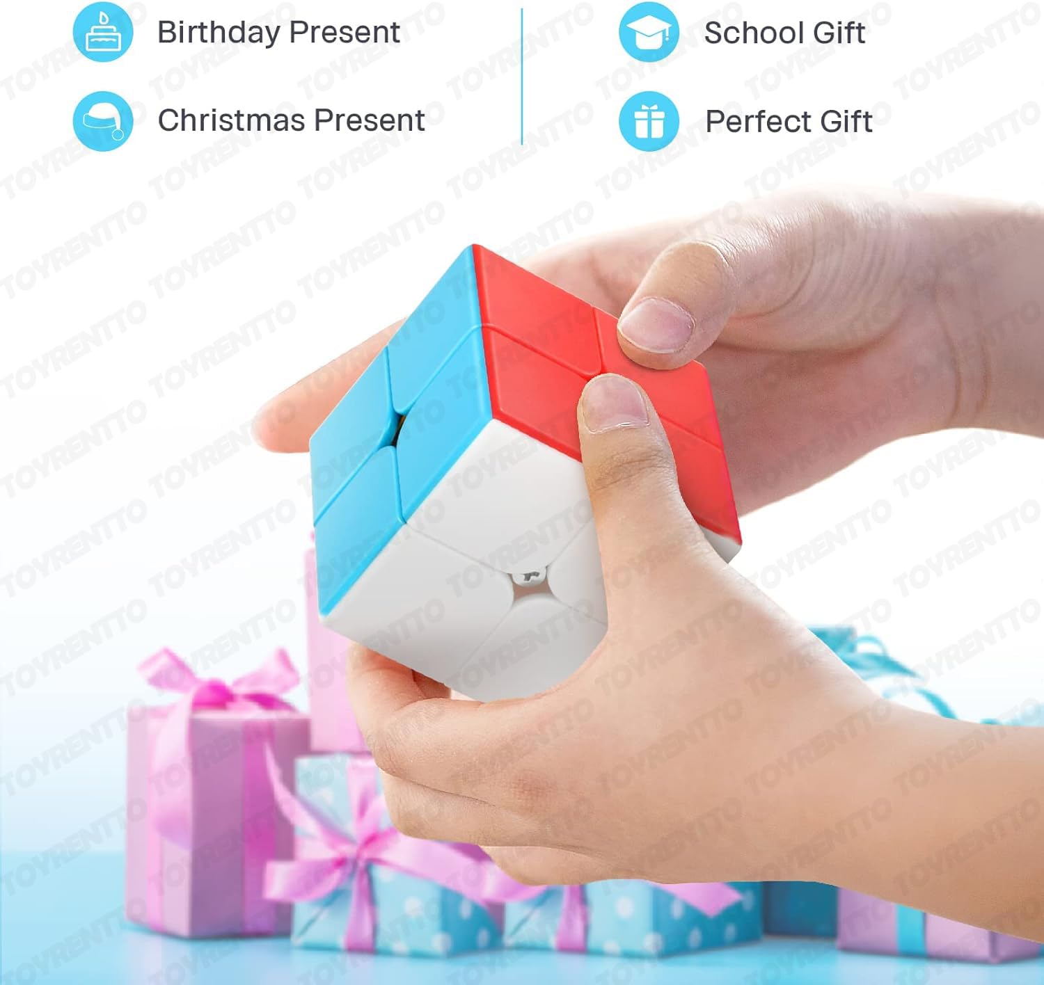 TOYRENTTO Moyu Meilong 2x2 Speed Cube Smooth Turning Stickerless Puzzle Toy for Beginners and Professionals High Performance 2x2 Cube for Kids and Adults 3