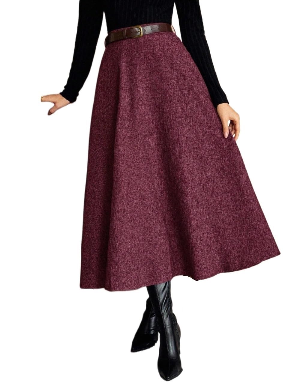 Womens Elegant Pocket Zipper High Waist Loose Long Skirt Trendy Stylish Skirts
