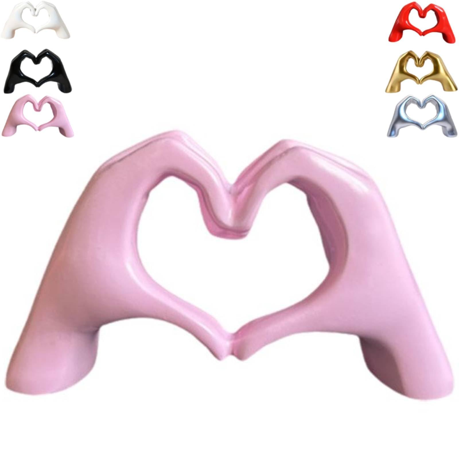 Heart Hands Sculpture Decor, Love Hand Statue Room Decoration, Love Finger Sculpture for Shelf Coffee Table Office Bedroom Bookshelf Small Ornament Home Decoration (pink)