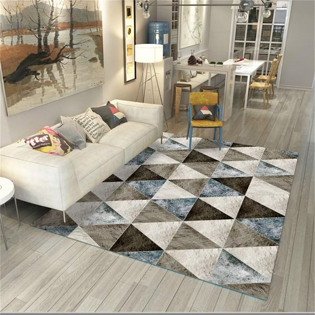 Tapis bebe bleu lavable en machine 100x160cm antidérapant pour salon