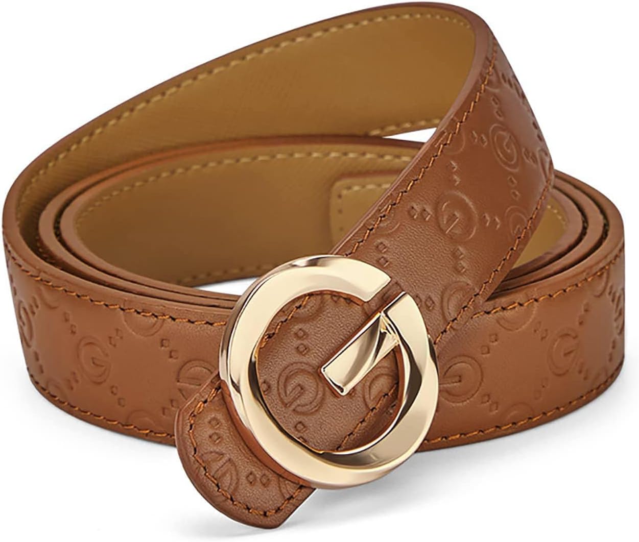 VANNANBA Designer Belts for Women Genuine Leather with Letter G Gold Buckle Fashion Retro Belt for Jeans Pants Dresses - Image 4