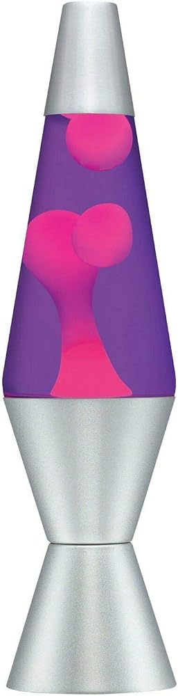Lava Lamp Classic Liquid Motion Lava Night Light Solid Silver Base Lamp Wax Liquid Soft Relax Glow Pink/Purple