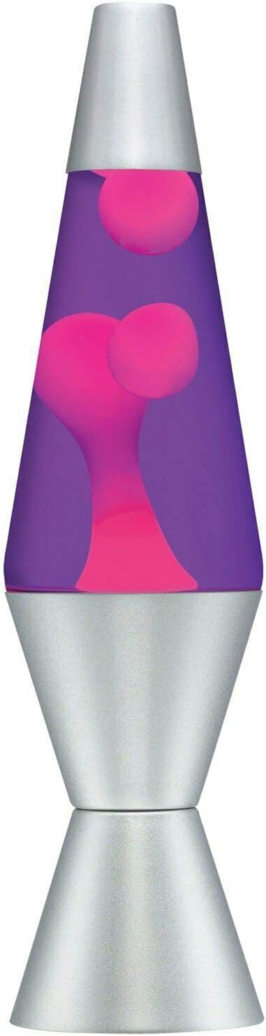 Lava Lamp Classic Liquid Motion Lava Night Light Solid Silver Base Lamp Wax Liquid Soft Relax Glow Pink/Purple