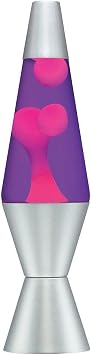 Lava Lamp Classic Liquid Motion Lava Night Light Solid Silver Base Lamp Wax Liquid Soft Relax Glow Pink/Purple