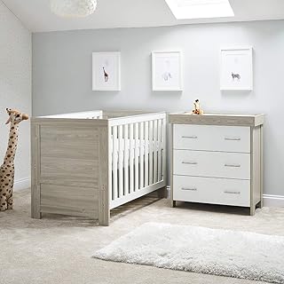 Obaby Nika 2 Piece Room Set - Grey Wash & White - Includes Nika Cot Bed & Changing Unit