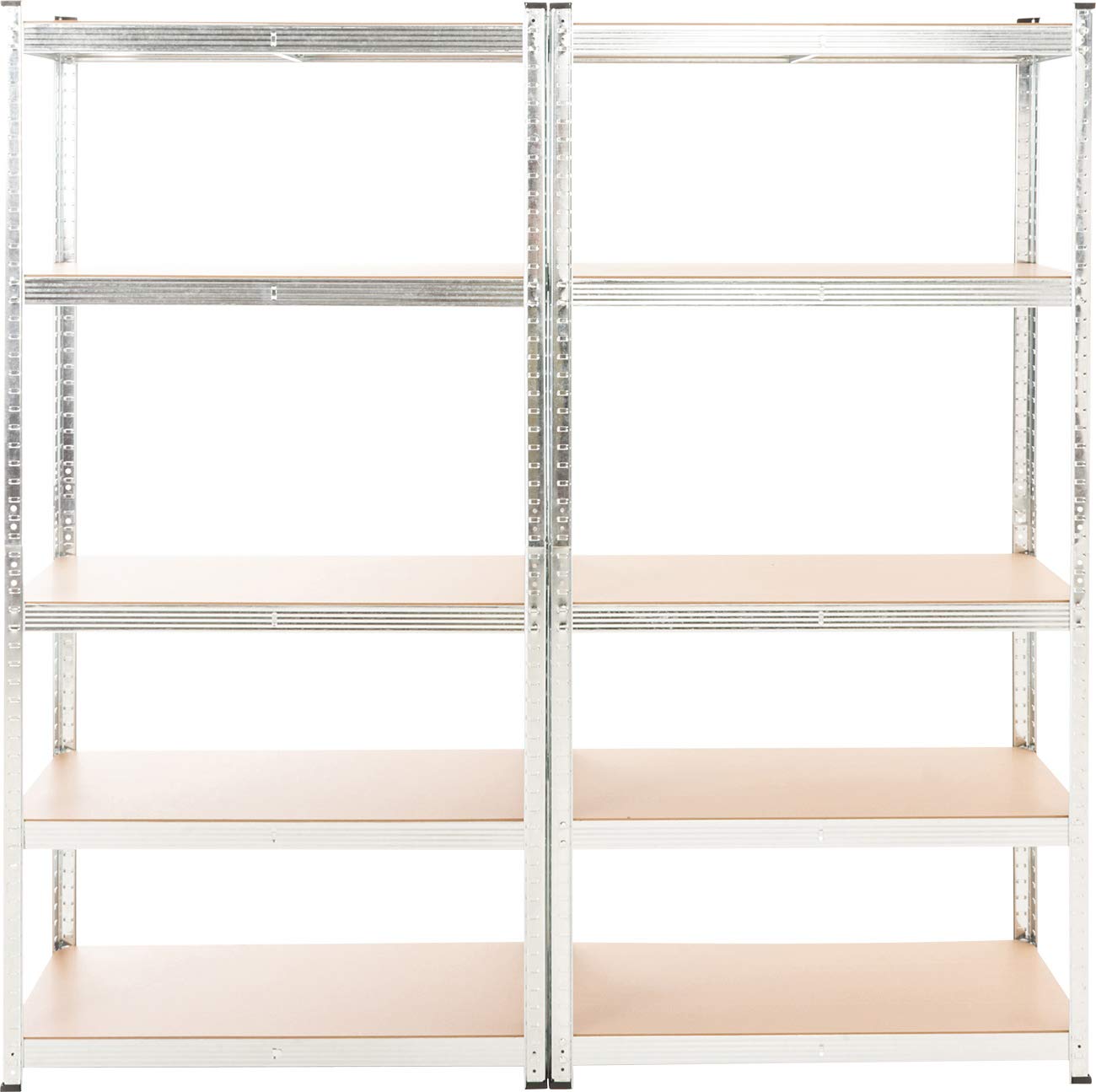 CLP 2er Set Steckregal G 90x40x180 I Schwerlastregal Max. Tragkraft 875 kg I 2X Lagerregal Verzinkt I Ablagefläche 89 x 39,5 cm je Regal, Farbe:Silber
