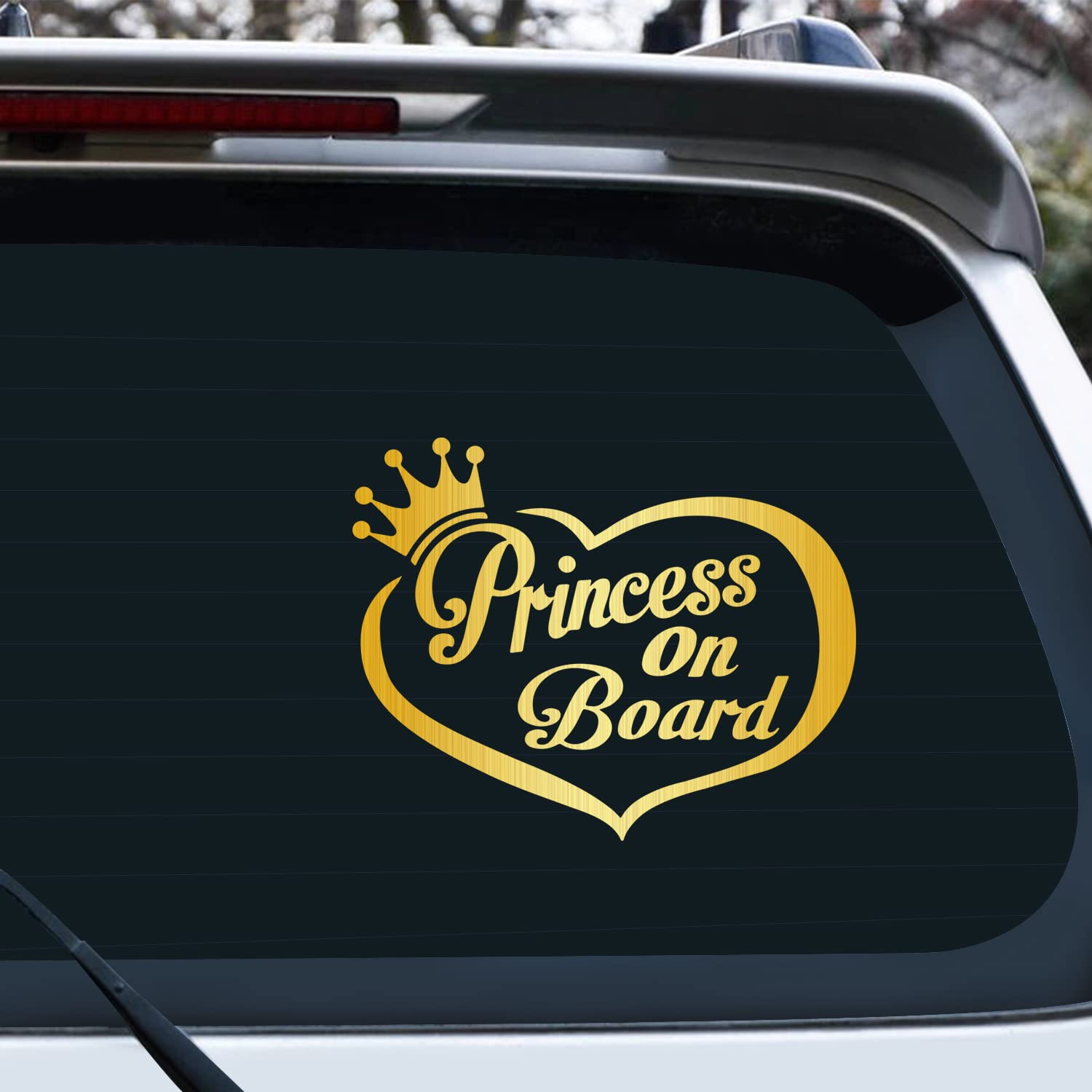 Vesvory 2pcs Princess On Board Sticker for Cars Baby On Board Warning Princess On Board Car Sign Baby On Board Sticker Kid Safety Sign for Car Window Bumper Stickers (Brushed Gold)