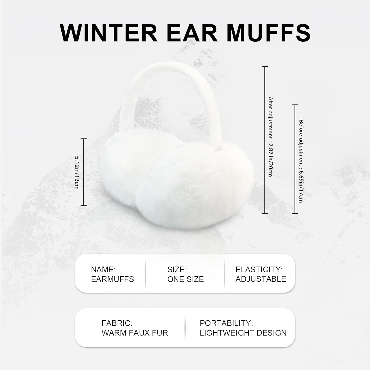 Winter Ear Muffs Women Fuzzy Earmuffs Faux Fur White Ear Warmers Girls Black Warm Ear Covers Fluffy Cute Pink Large - Image 5