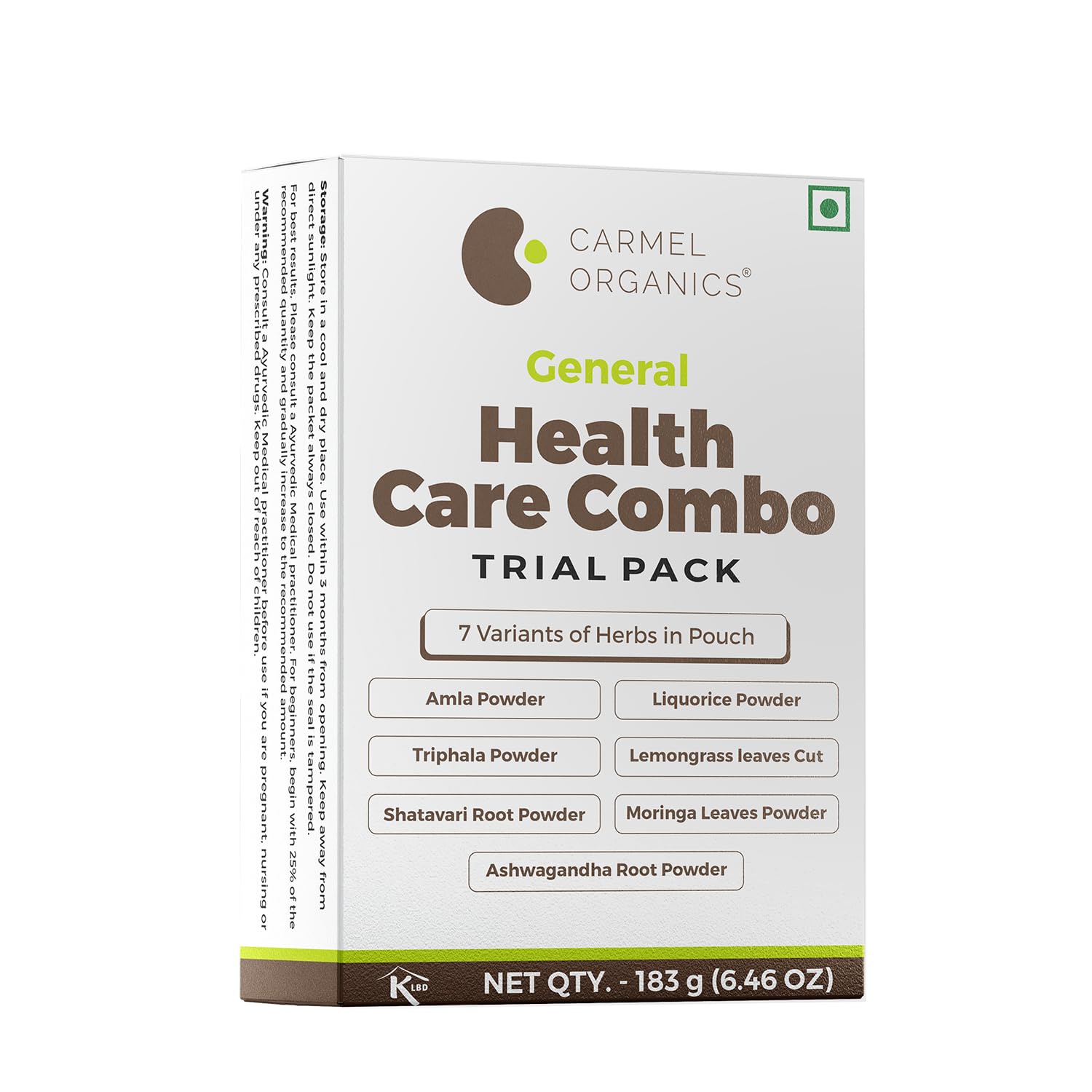CARMEL ORGANICS General Health Trial Pack Combo of 7 Natural Herbs | 100% Pure & Natural, Daily Wellbeing, No Added Preservatives | Convenient Mini Trial Packs | Ideal for Beginners