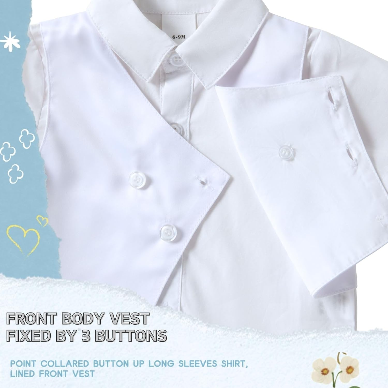 Booulfi Baptism Outfits for Boys Baby Boy Outfits Christening Gifts White Suits with Dress Shirt Pants - Image 6