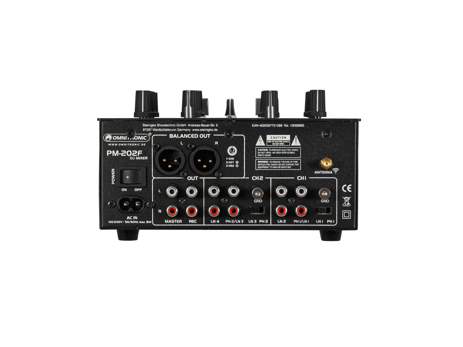 OMNITRONIC PM-202F 2-Kanal-DJ-Mixer mit Filter und Bluetooth | DJ-Mixer mit Bluetooth-Konnektivität und Soundfilter