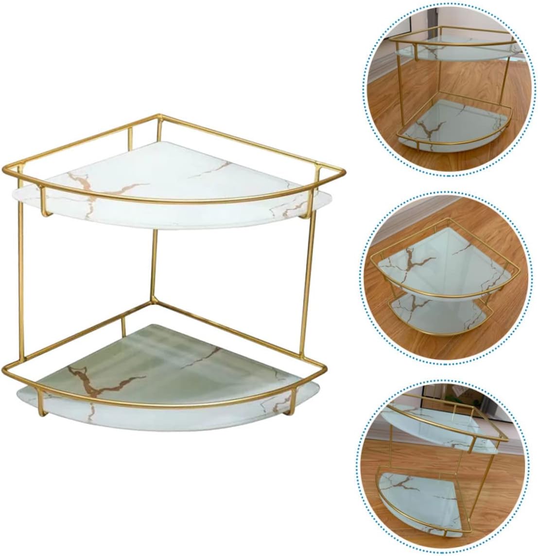 Mobestech Corner Shelf Cosmetics Storage Rack Double-Layer Bathroom Storage Organizer