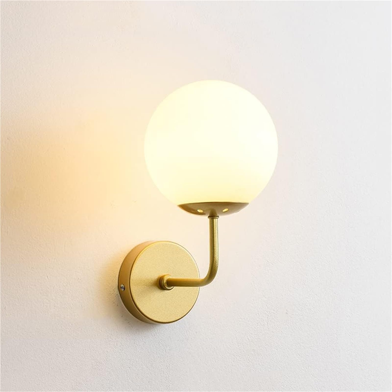 HPTHLY Wall Sconce Light Fixture With Globe Glass Shade, Mid-Century Wall Lamp, Indoor E27 Wall Mount Light For Living Room, Bedroom, Bedside, Farmhouse Wall Lighting(Gold)