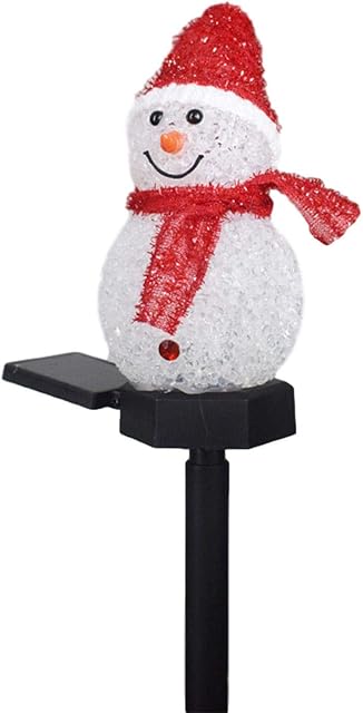 Solar Garden Lights Christmas Decorations Snowman Shape Path Lamp Outdoor Waterproof Christmas Snowman Led Decoration Solar Powered Stake Light Landscape Lamp For Pathway Yard Patio Garden Decoration