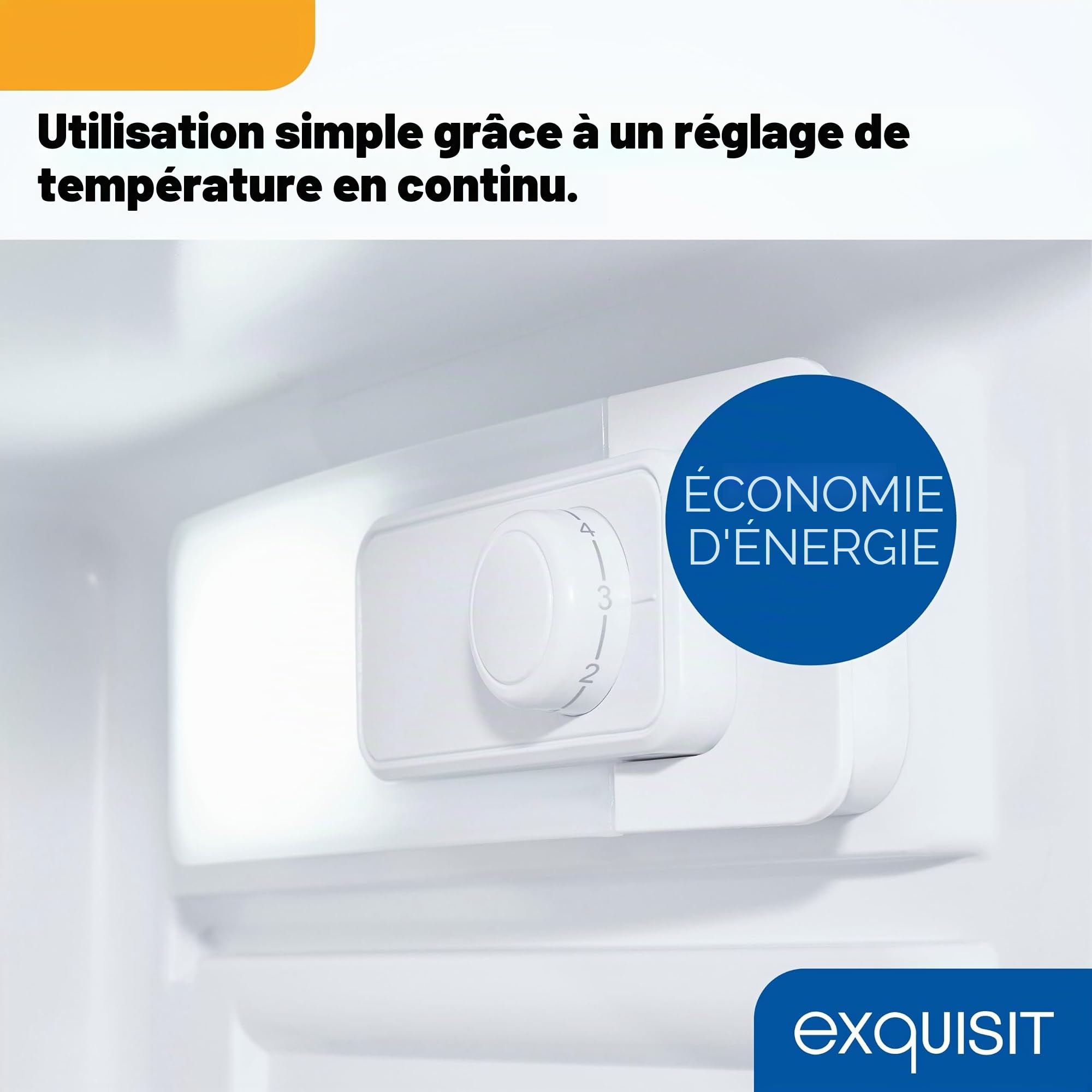 Exquisit EKS5131-V-040E Réfrigérateur encastrable pour chambre complète | Capacité utile 129 l, classe énergétique E, 39 dB(A) | Technologie de porte remorquée, éclairage LED, étagères en verre, bac à