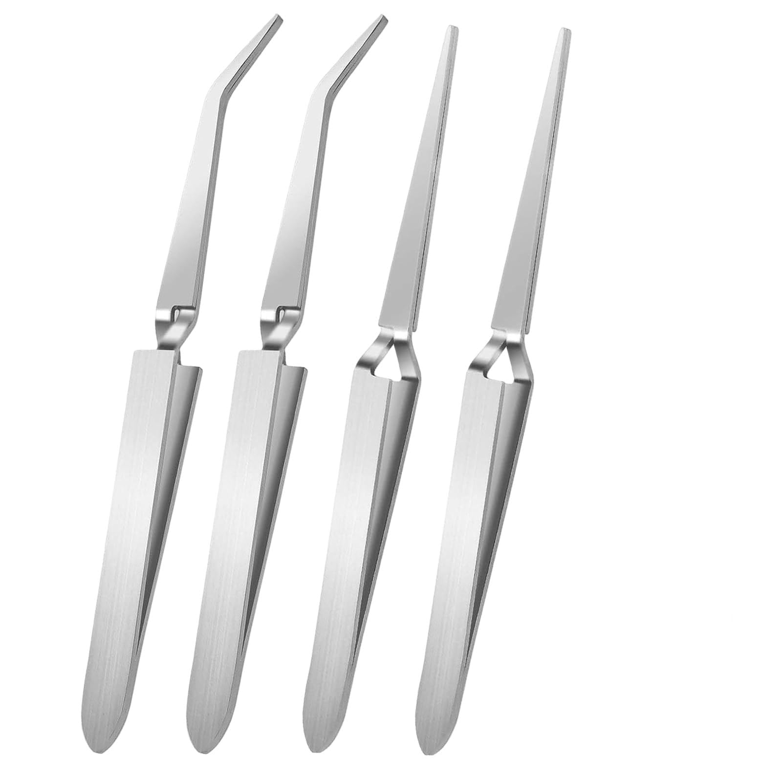 GVSS 4 Pièces Pince à Pincher en Acier Inoxydable 148 mm,Pince a Pincher pour Ongle avec Bouts Droit et Courbé,pour Extensions de Cils DIY,Manucure,Art des Ongles et Réparations de Montres