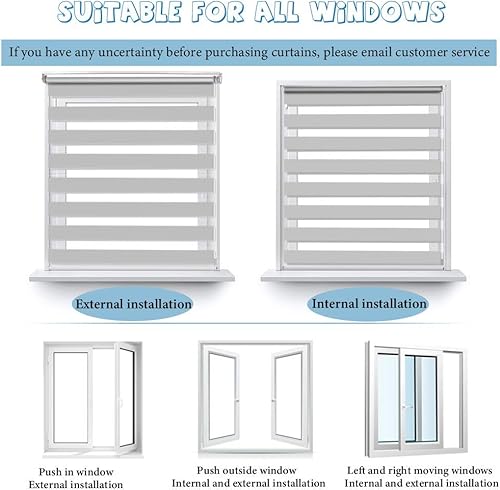 Miniatura 7 de SEEYE - Estores para ventana, para el día o la noche, cortinas de doble capa, fáciles de instalar