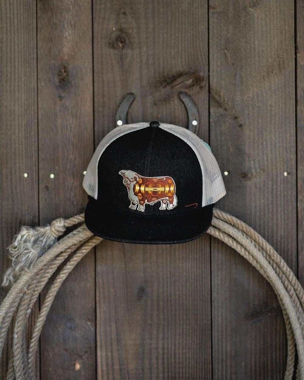 Lazy J Ranch Apache Hereford Bull Classic Trucker Rope Hat - Adjustable Unisex Country Hats - Image 5