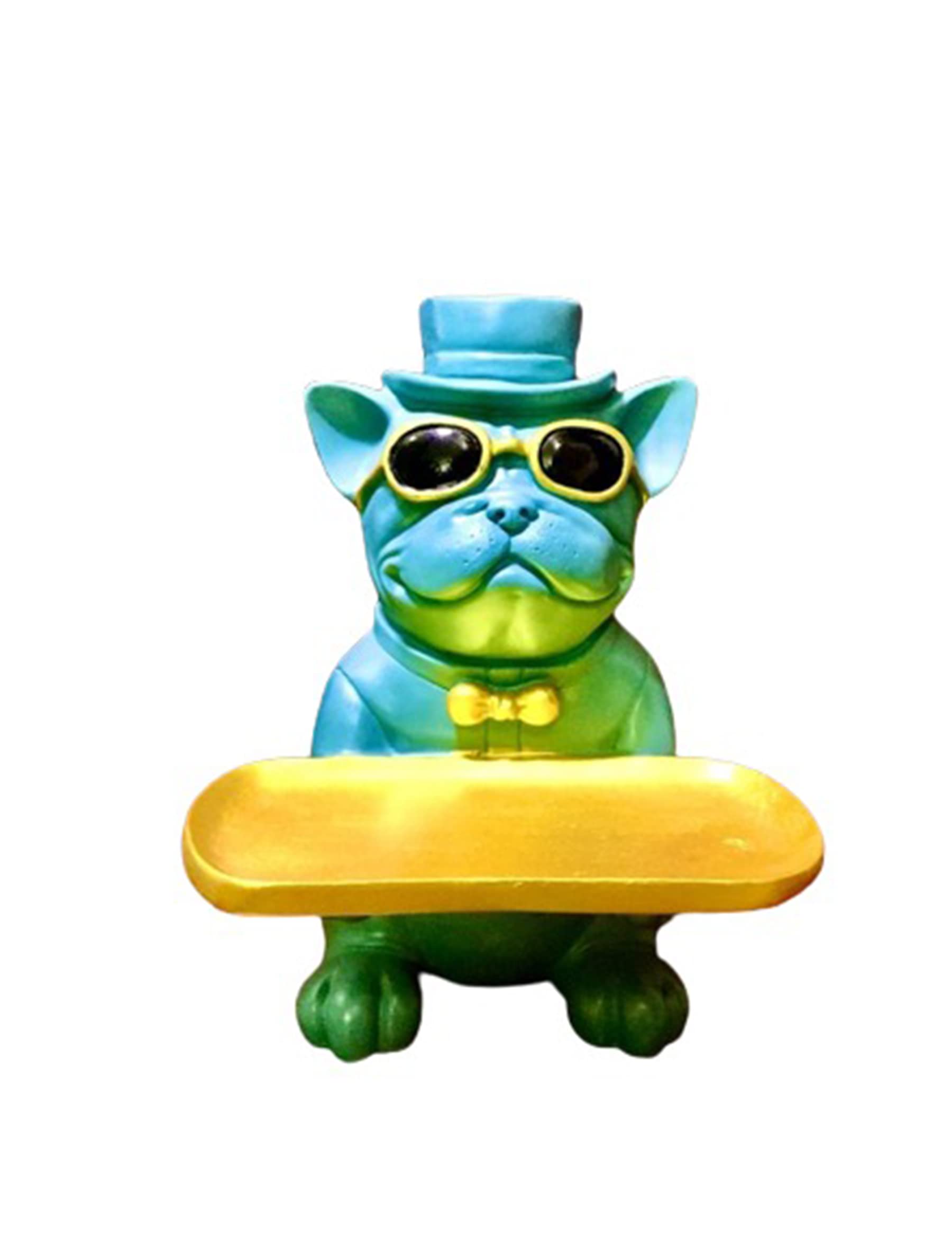 The Heaven Craft Polyresin Bulldog Decorative Figurine with Storage Tray EH-12 (Multi)