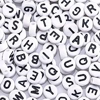 Vista 1 de ToBeIT - 1000 cuentas de letras de acrílico con forma de alfabeto, cuentas redondas de 4X7mm, cuentas blancas, accesorios de joyería, abalorios