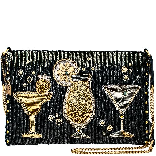 Mary Frances Another Round Crossbody Clutch Cocktails Handbag, Black