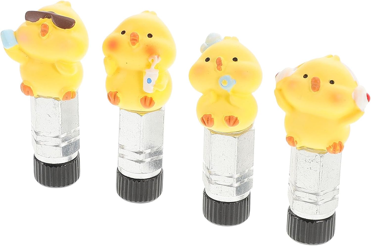 Outanaya Bike Valve Stem Caps Set, Cute Duck Tire Valve Covers, Decorative Rubber Sealed Caps for Bicycle and Car Tires, Universal Fit for Outdoor Cycling and Automotive Use