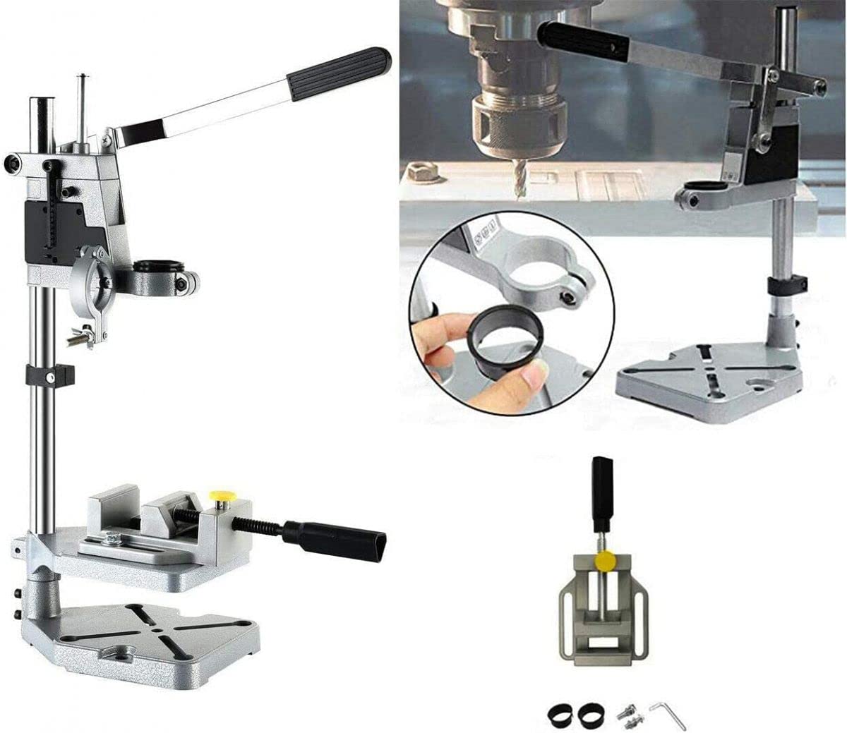 SUPPORTO VERTICALE DA BANCO PER TRAPANO 500 mm CON MORSETTA