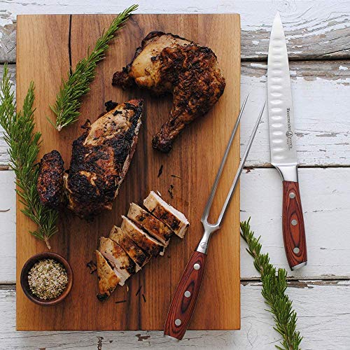 Messermeister Avanta Pakkawood 2 Piece Kullenschliff Carving Knife and Fork Set, Brown - Thumbnail 3