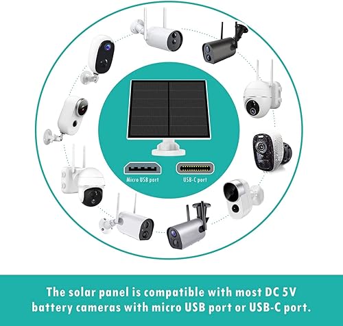 Miniatura 2 de Panel solar para cámara de seguridad, panel solar USB de 5 W compatible con cámara de batería recargable, cargador de panel solar para cámara con