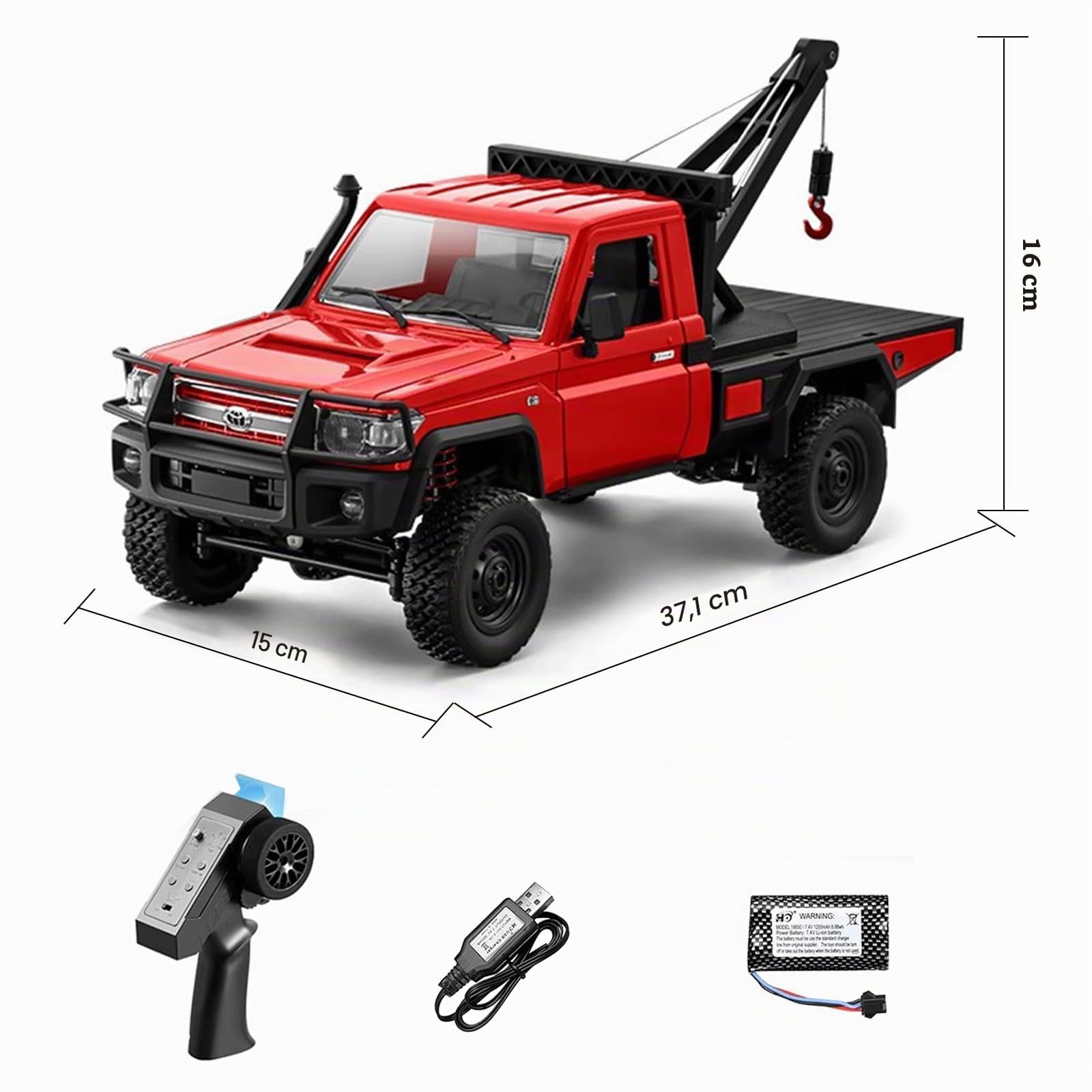 ARRIS Camion-Grue RC 1/12, MN-82T LC79 RTR RC Crawler, Voiture de remorquage Tout-Terrain 4 Roues motrices RTR 2,4 GHz RC Pick-up Trail Truck pour Adultes Hobby Toys (Rouge)