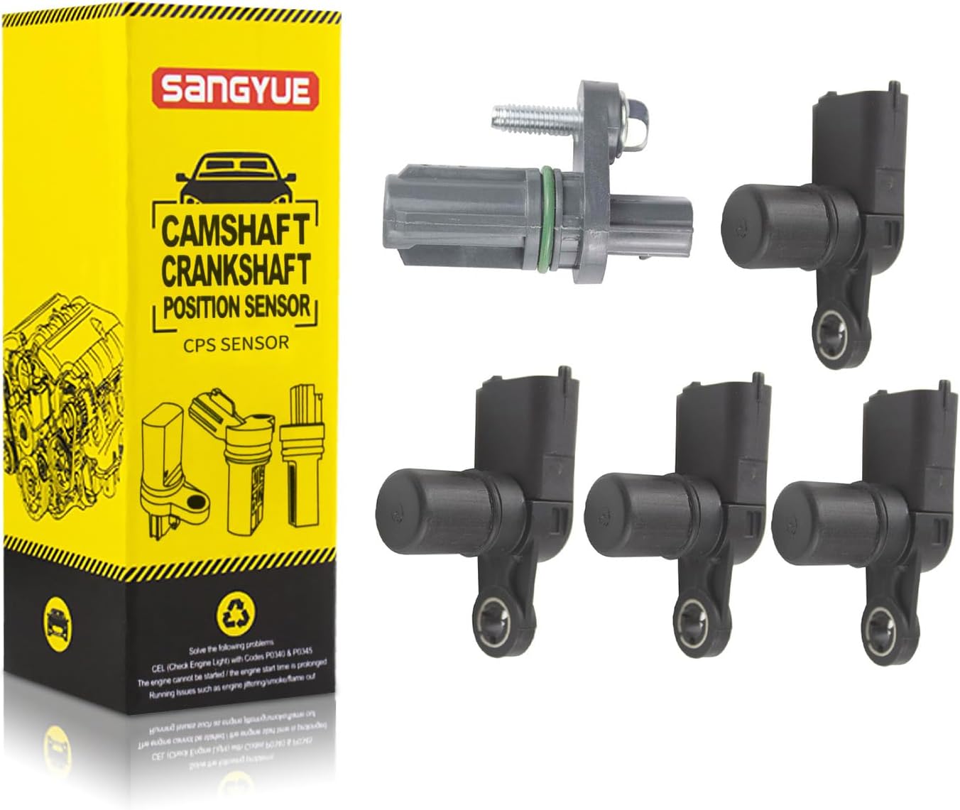 5pcs 1xCrankshaft+4xCamshaft Position Sensor kit for 2012-2020 Chevy Impala 3.6L; 2010-2017 Traverse; 2010-2015 Equinox; 2011-2016 GMC Acadia Buick Enclave Lacrosse