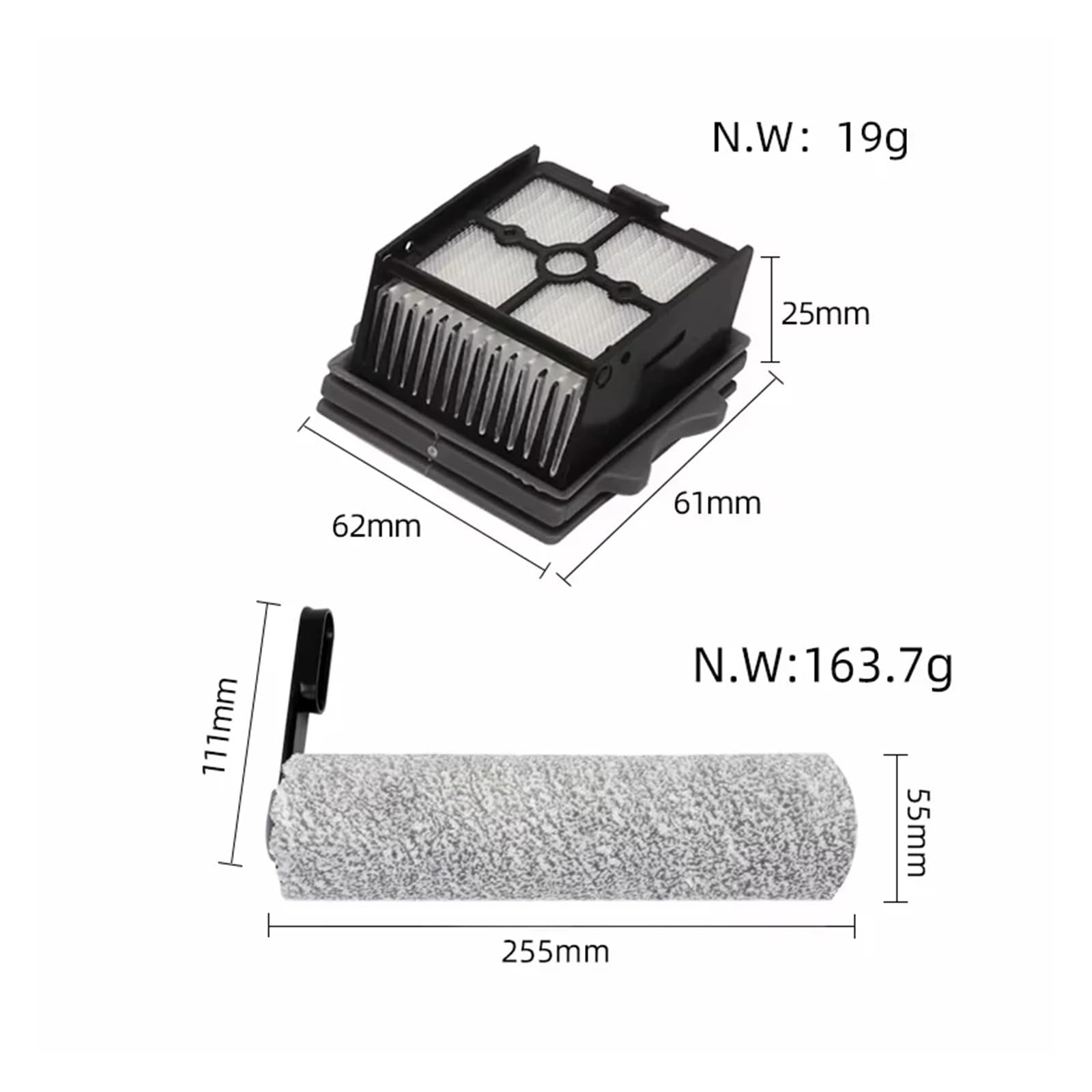 Compatible With Tineco Floor One Switch S6 Stretch S6 Parts Wet Dry Vacuum Cleaner Consumable Roller Brush HEPA Filter Accessories(Army green)