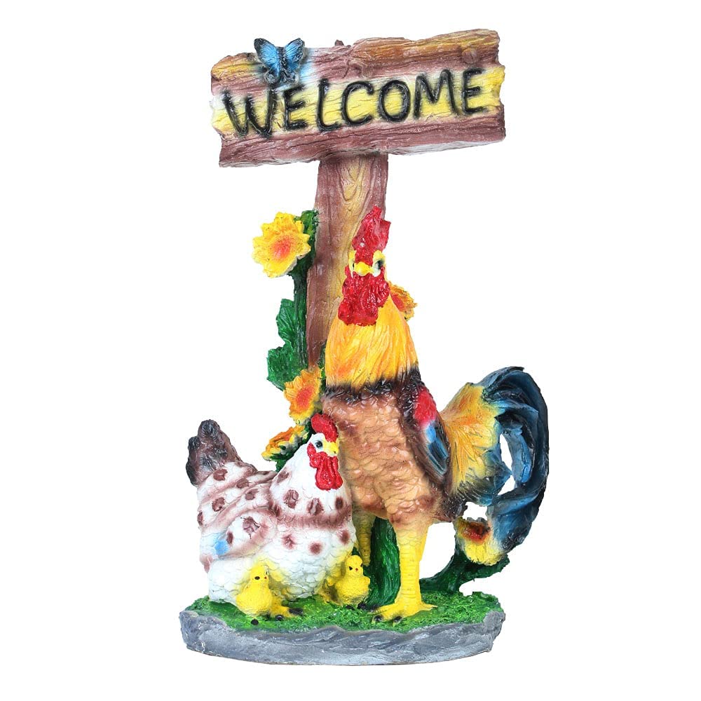 The Decorshed Welcome Cock Statue for Garden Decoration, Home Decoration, Home Entrance, House Warming Gifts, Terrace Garden Decor, 12 x 16 Resin-image-34